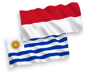 Flags of Indonesia and Oriental Republic of Uruguay on a white background
