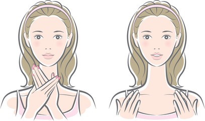 Obraz premium スキンケアをしている女性のベクター イラスト