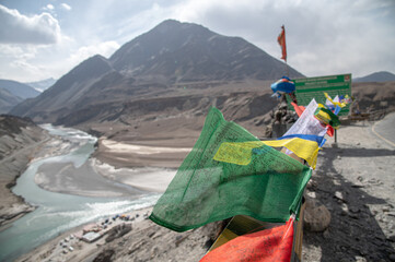 Sangam point. Sangam Valley is a 35 km (22 miles) drive from Leh,I ndia and is the confluence of...