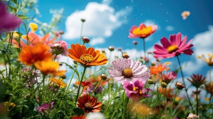 Fototapeta na wymiar Illustration of a flower meadow in spring.