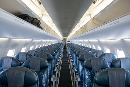 Inside Empty Passenger Airplane Cabin