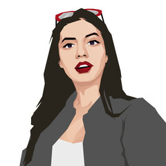 portrait of a woman with glasses selfie in vector