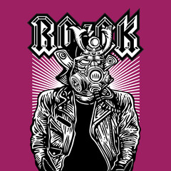 Samurai Steampunk Rocker Rockstar Leather Jacket Vector Illustration