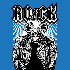 Vintage Diver Rocker Rockstar Leather Jacket Vector Illustration