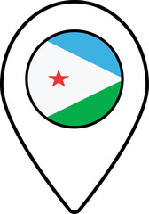 Djibouti flag map pin navigation icon.