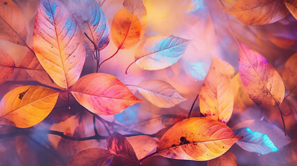 Wallpaper with colorful autumn leaves. 