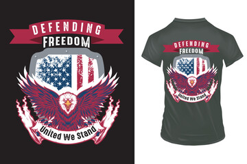 American Eagle and flag vector illustration, perfect for t-shirt design and annual event logo design