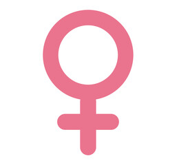Female gender icon.Female, woman symbol. Isolated on a white background.Gender and sexual orientation icon or sign concept.