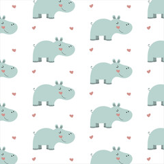 Seamless pattern hippopotamus
