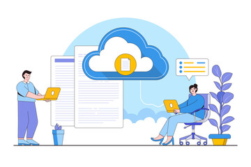 Cloud Computing Concept with Person Accessing Files from the Cloud