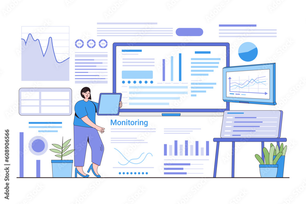 Aufkleber internet of everything (ioe) concept with a person interacting with devices and monitoring data flow