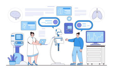 Artificial Intelligence in Healthcare Concept with Person Interacting with Ai-Powered Devices and Receiving Diagnosis