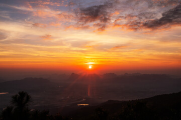 Sunrise at Pha Nok Aen View Point Phu Kradueng National Park, Thailand