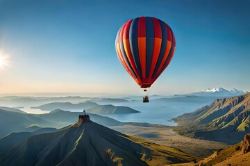 hot air balloon in the mountains, generative ai