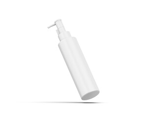 Cosmetic plastic bottle with dispenser pump mockup. Liquid container for gel, lotion, cream, shampoo, bath foam. Beauty product package, 3d render illustration.