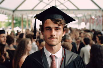 Fototapeta premium Mann bei seiner Abschlussfeier KI