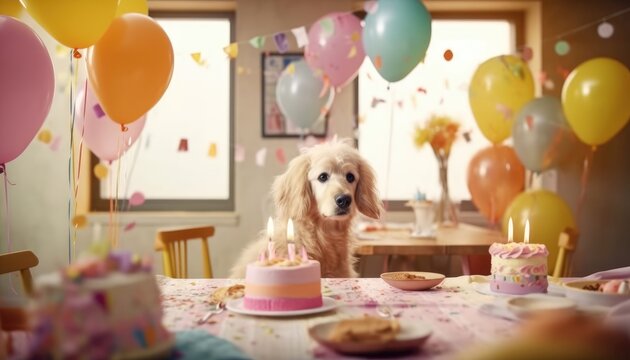 An AI created a dog birthday party image. (Generative AI)