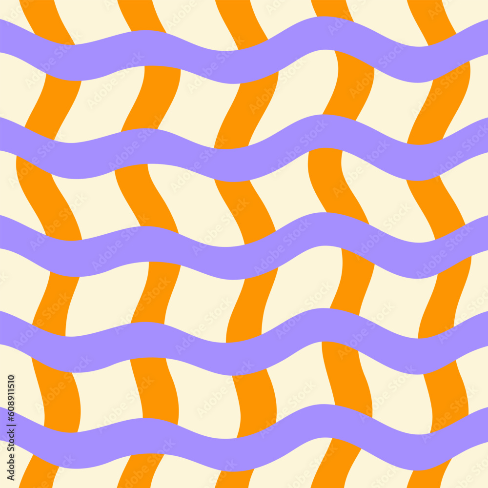 Aufkleber abstract seamless pattern with wavy grid on a beige background. contemporary collage background. vec