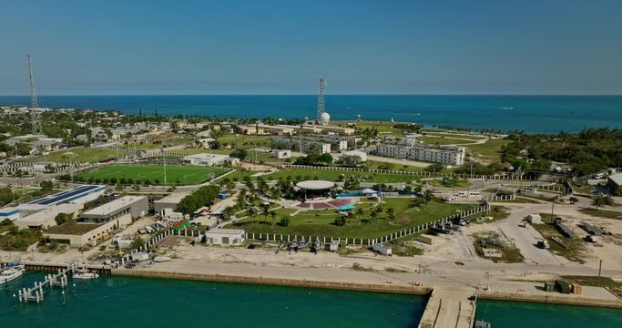 Key West Florida Aerial v18 drone fly around the island capturing outdoor amphitheater, historical landmark Fort Zachary Taylor state park and town views - Shot with Mavic 3 Cine - April 2022