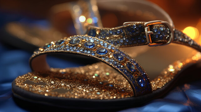 Close-up of beautiful beads sandals.Generative ai