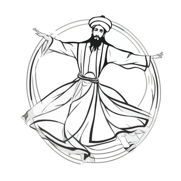 whirling dervish in white robes clip art preview