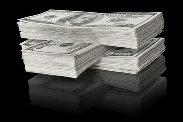 many money on black background