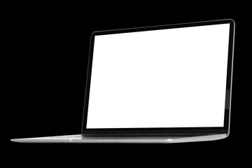 a modern laptop computer on black background