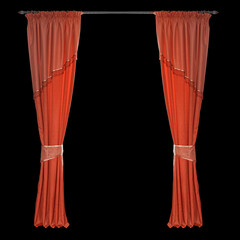 a curtains on a black background