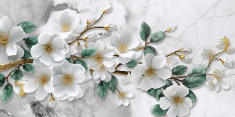 Naklejka na ściany i meble white Flowers, Generative AI