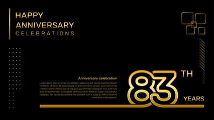83 year anniversary template with gold color number and text, vector template
