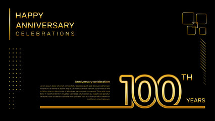 100 year anniversary template with gold color number and text, vector template