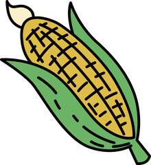 野菜のカラー単品アイコン　とうもろこし