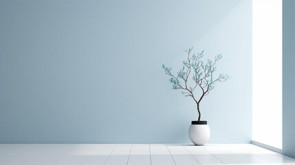 A green wall with a plant in it. Generative AI