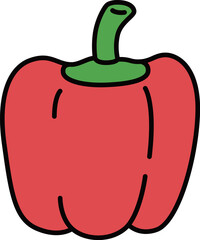  野菜のカラー単品アイコン　パプリカ