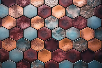 Hexagon tiles pattern, texture background, created with Generative AI