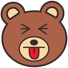 Cute cartoon bear face set, mascot icon, emoji sticker design. Simple vector illustration.