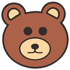 Cute cartoon bear face set, mascot icon, emoji sticker design. Simple vector illustration.