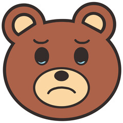Cute cartoon bear face set, mascot icon, emoji sticker design. Simple vector illustration.