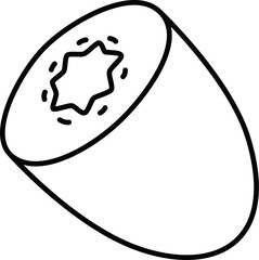  フルーツの線画単品アイコン　キウイ
