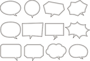 Obraz premium シンプルな二重線のフキダシセット