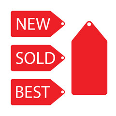 Design Tag Label Red on a white background. Vector illustration.