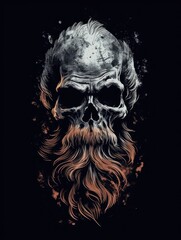 Skull. Horror illustration. Print for T-shirts. Generative AI