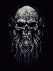 Skull. Horror illustration. Print for T-shirts. Generative AI