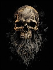 Skull. Horror illustration. Print for T-shirts. Generative AI