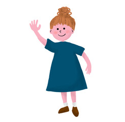 手を振っている女の子のイラスト