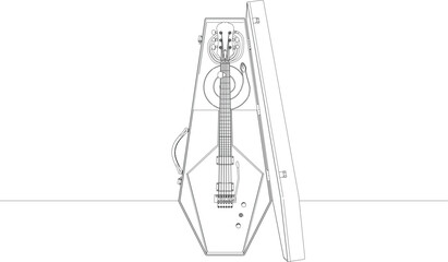 line drawing musical instrument guitar
