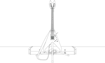 line drawing musical instrument guitar