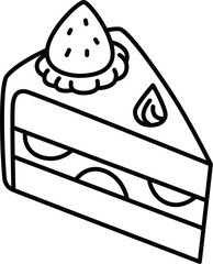 線画食べ物アイコン　ショートケーキ
