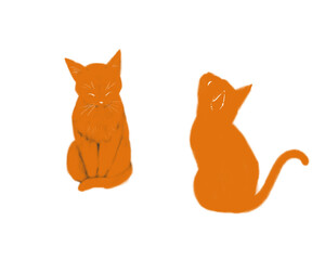 ねこ　オレンジ　座る