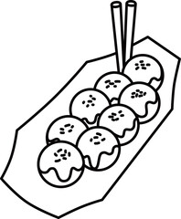 線画食べ物アイコン　たこ焼き